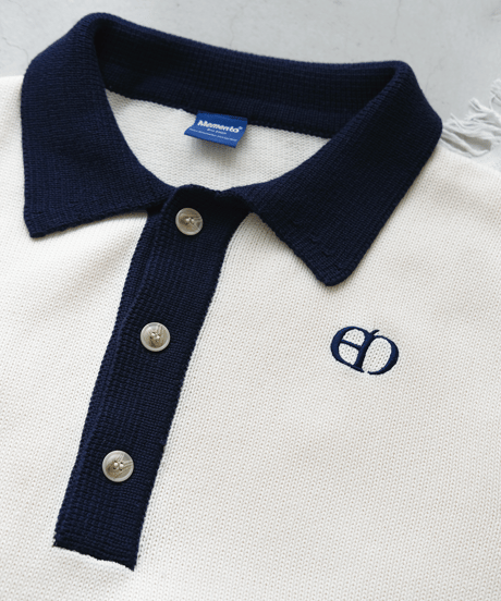 【Ivory×Navy】polo knit