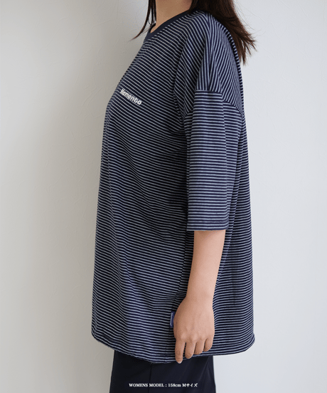 【Navy】裾ドローコード border tee