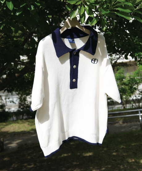 【Ivory×Navy】polo knit