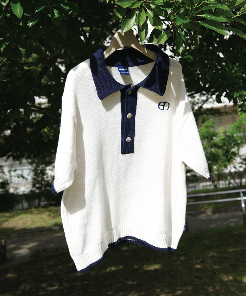 memento ポロニット Ivory×Navy】polo knit | Memento
