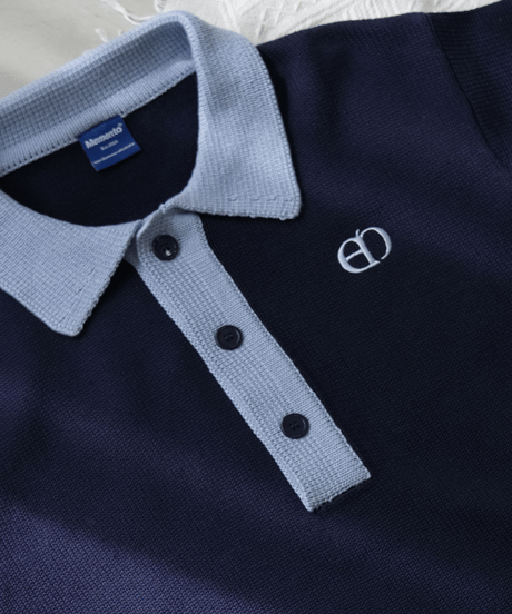 【Navy×Blue】polo knit