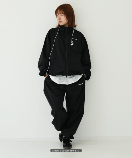 【Black】nylon track pants