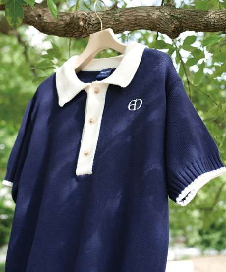 【Navy×Ivory】polo knit