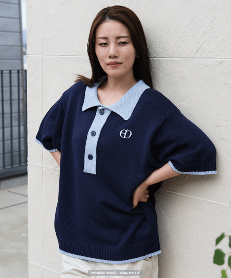 【Navy×Blue】polo knit