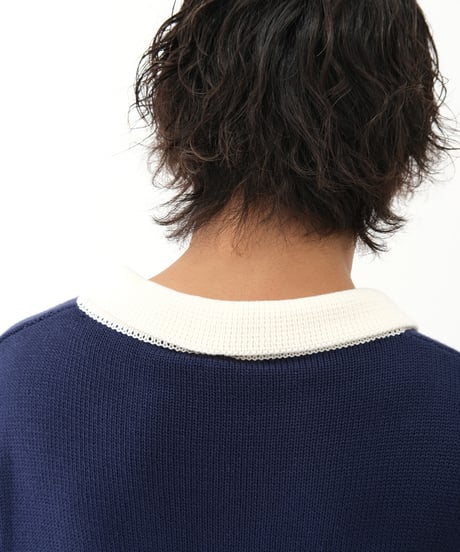 【Navy×Ivory】polo knit