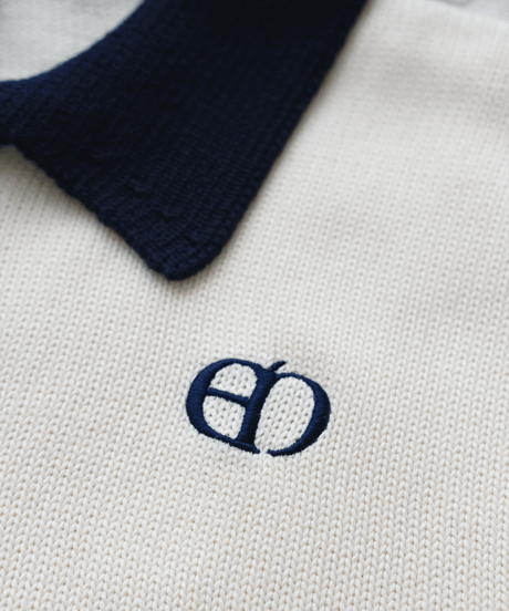 【Ivory×Navy】polo knit