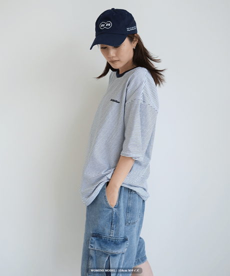 【White】裾ドローコード border tee