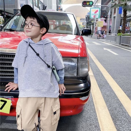 デニム切り替えパーカー