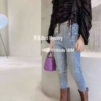 ハイウエストサイドボタンデニム