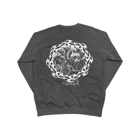 LONELY論理 電脳破壊VINTAGE WASH CREW NECK