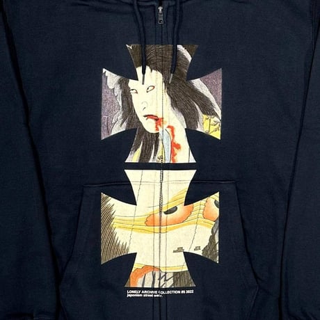 LONELY論理#25 HORROR IRON CROSS ZIP HOODIE