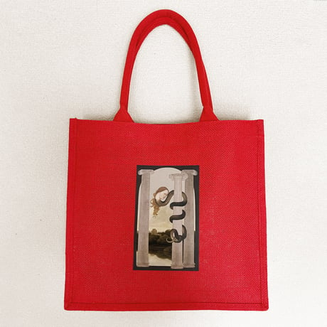 Jute tote bag / 黄麻トートバッグ「 Three of Wands 」