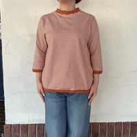 [BLUE LAKE MARKET] “ アメリカンドライ天竺7分袖ヨークボーダーT”