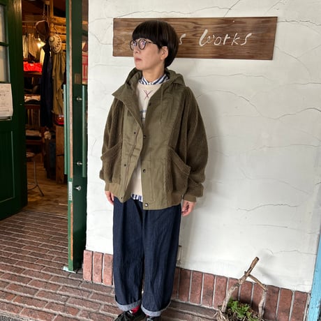 【H.UNIT】 "Herringbone × Boa switching jacket"