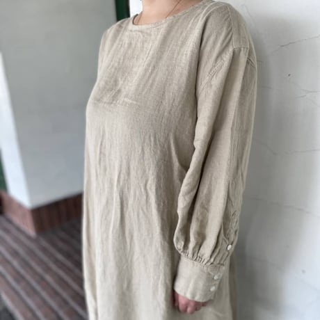 [Brocante] ”リネン起毛シャンブレークチュリエワンピース”