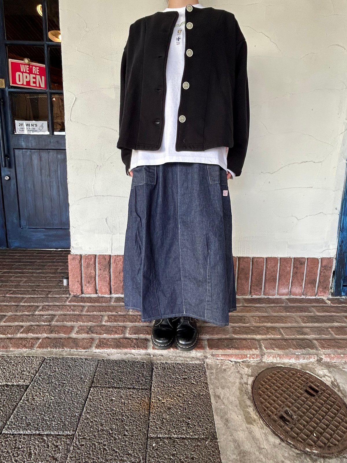 快晴堂デニムスカート 快晴堂 カイセイドウ ギャザースカート デニムスカート