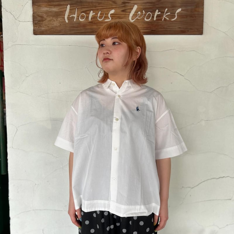 バビロン 別注刺繍シャツ　オフホワイト Right-on tシャツ 「POWER TO THE PEOPLE」別注 刺繍ロンT