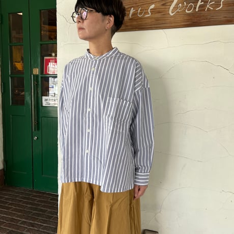 pritリネンコットンスタンドカラービッグシャツVeritecoeur.