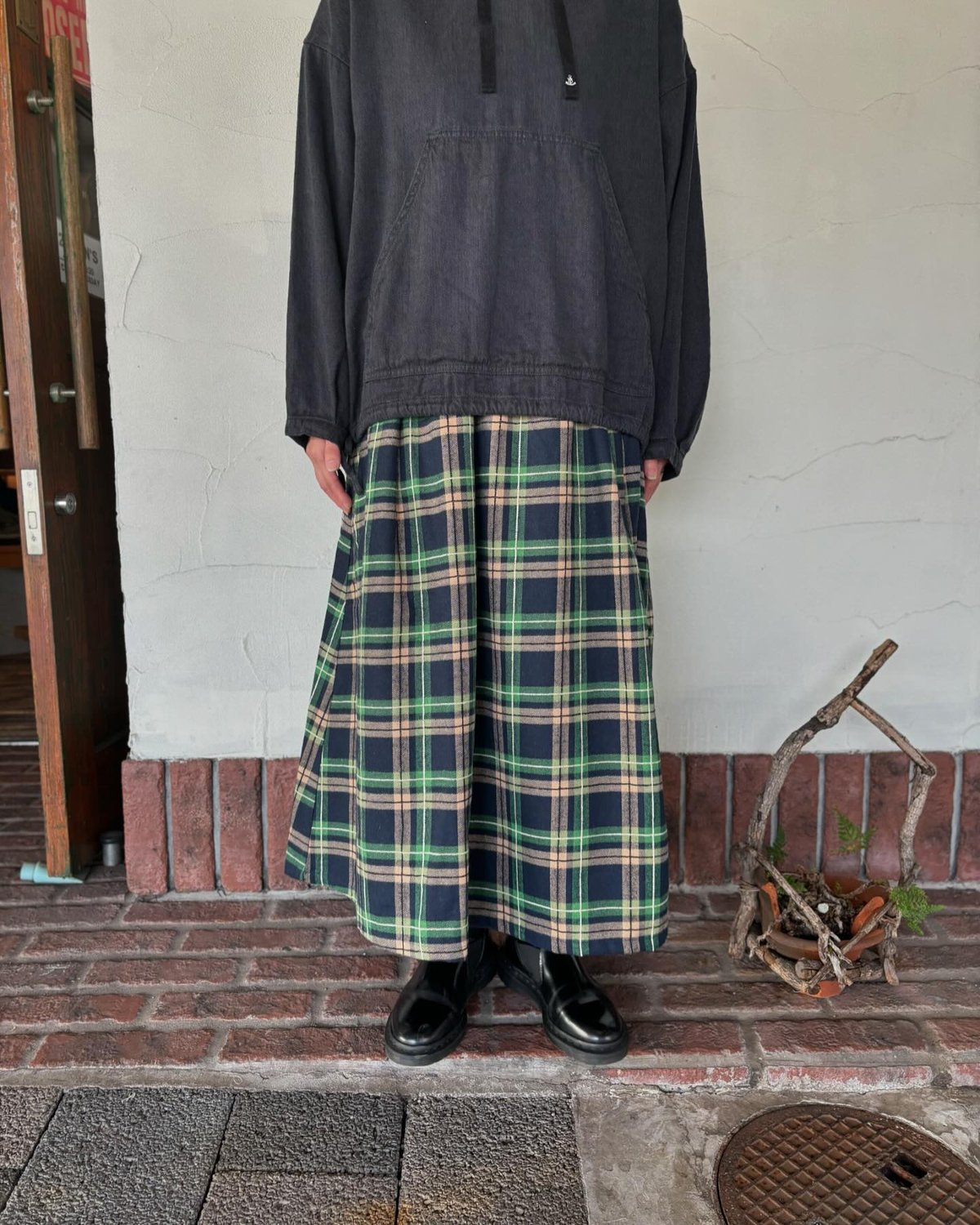 クリップタブフランネルロングスカート クリップタブフランネルロングスカート