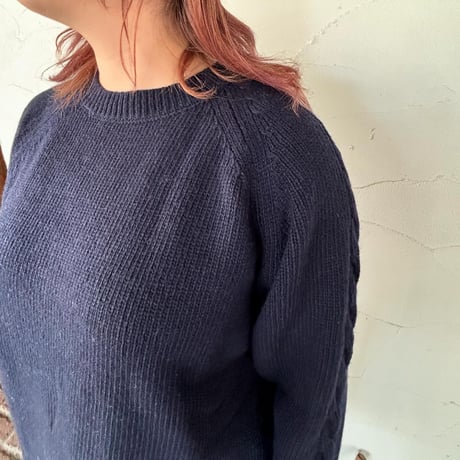 【NATURAL LAUNDRY】”ラムケーブルラグランボーダーKN”