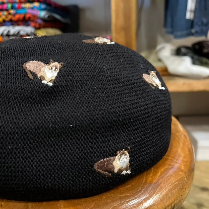 □新品□Dodge Hat 三毛猫ベレー帽 しっぽ付き カラーセピア サイズF