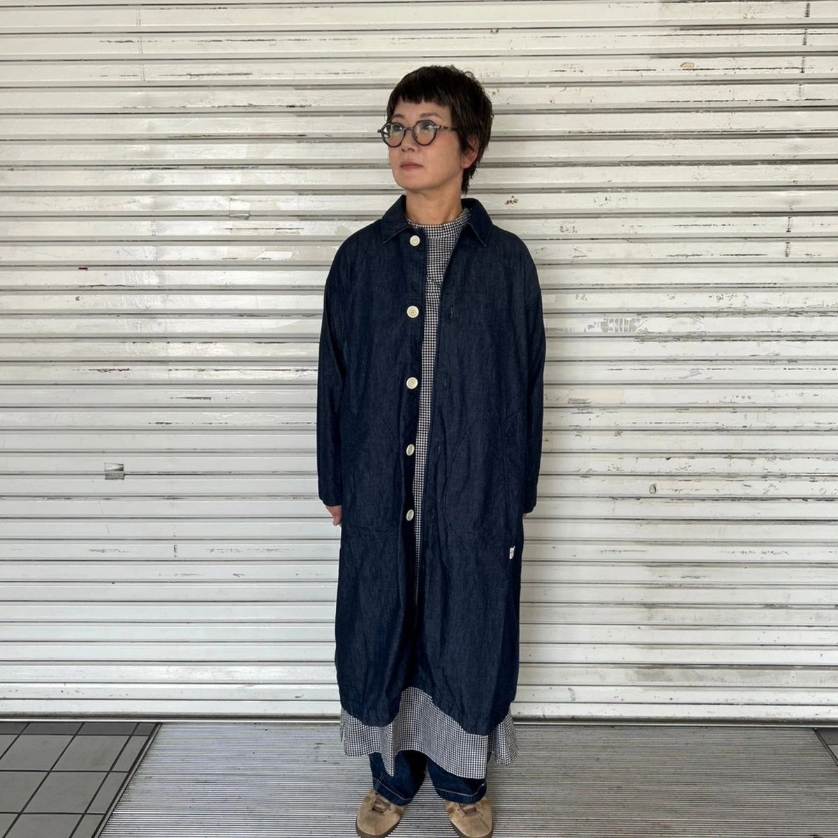 快晴堂】'マルチデニムのパッチワークコートワンピース' | HORUS