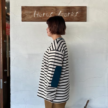 [BLUE LAKE MARKET] ”バイカラーエルボーパッチプルオーバー”