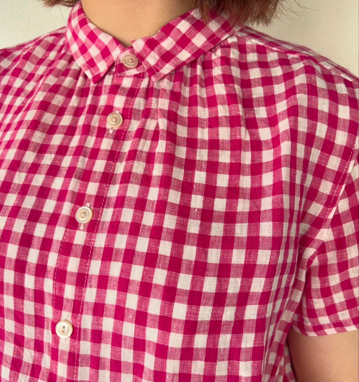 【美品】Clip.tab チェック柄 リネン 半袖シャツ CLIP TAB（クリップタブ）先染めリネンチェックシャツ : 服道楽