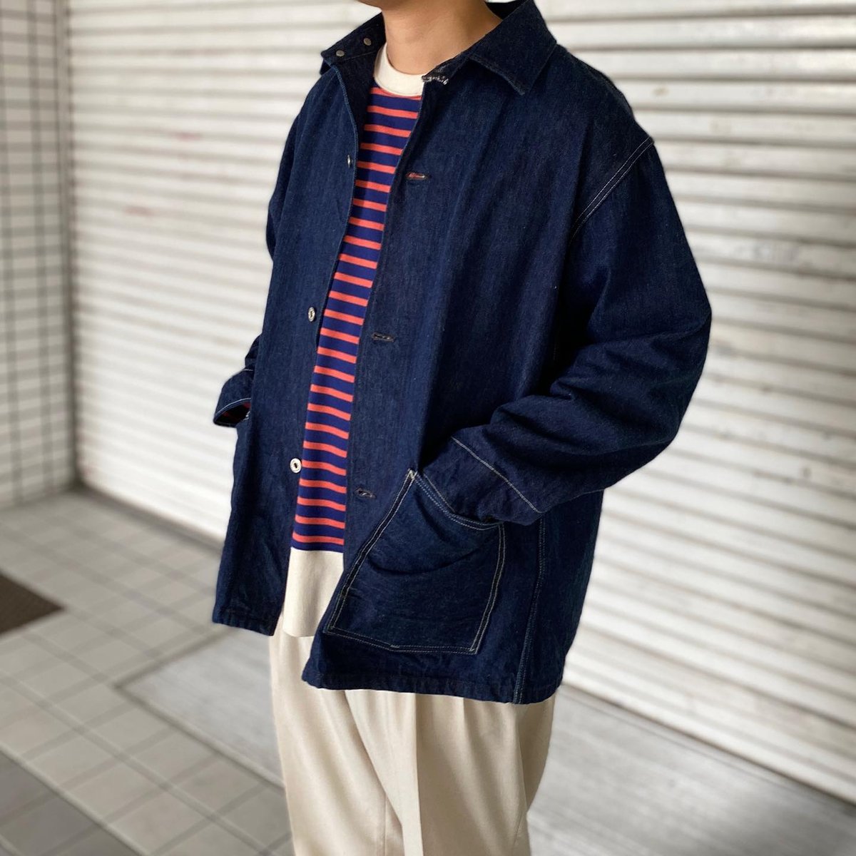 FOBファクトリー カバーオール デニム チェンジボタン 40 FOB FACTORY