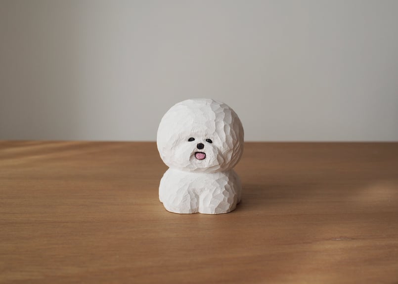 木彫り　ビションフリーゼ c3b11b9287ea1b14b8ae5372cd1ee3