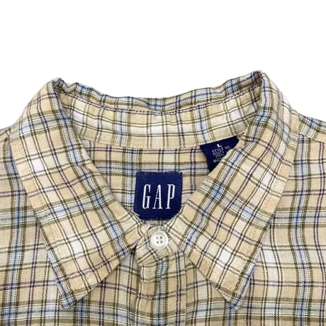 【L】00's GAP LINEN PLAID S/S SHIRT