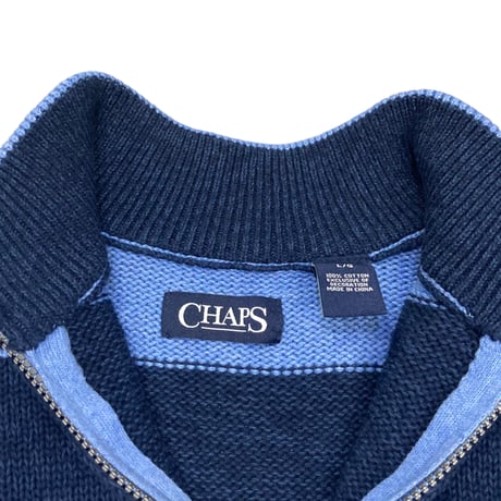 【L】CHAPS BODER HALF ZIP SWEATER