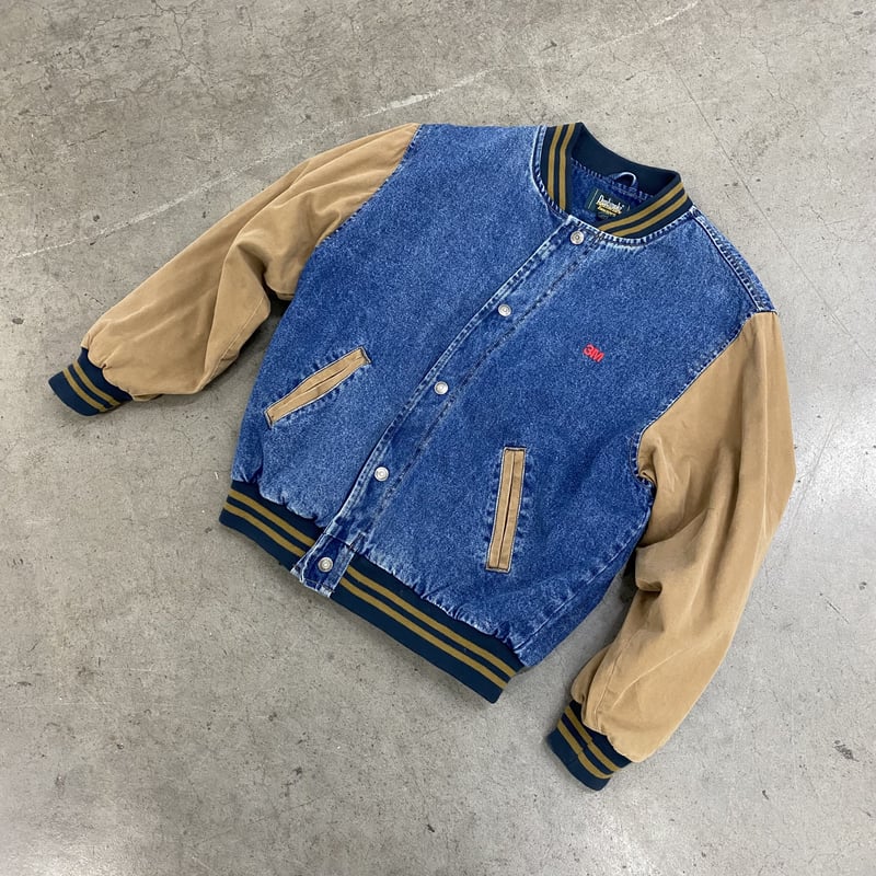 M】3M DENIM VARSITY JACKET | CLOCK STORE 