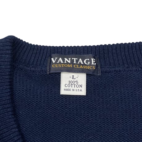 【L】90'S EVIAN NATURAL SPRING WATER SWEATER NAVY / MADE IN USA