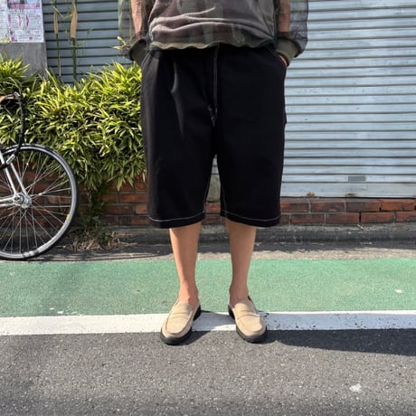 80's deadstock "universal overall" の48㌅! 生成りペインターの腰にゴムと紐を入れた短パンと茶染めと黒染めしてゴムと紐を入れた短パン