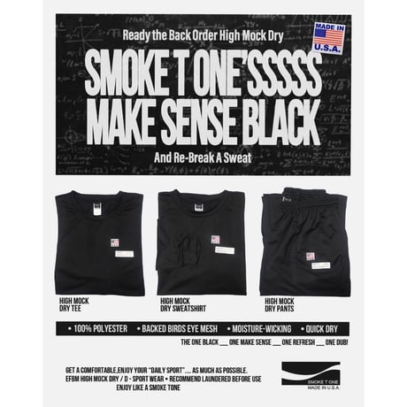 SMOKE T ONE "HIGH MOCK DRY TEE"