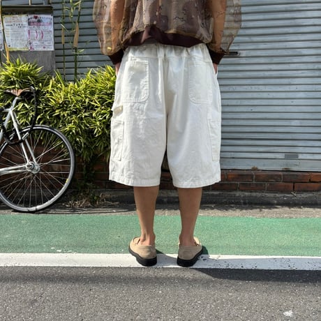 80's deadstock "universal overall" の48㌅! 生成りペインターの腰にゴムと紐を入れた短パンと茶染めと黒染めしてゴムと紐を入れた短パン