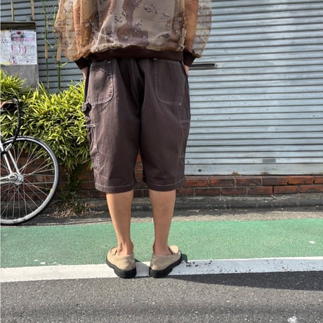 80's deadstock "universal overall" の48㌅! 生成りペインターの腰にゴムと紐を入れた短パンと茶染めと黒染めしてゴムと紐を入れた短パン