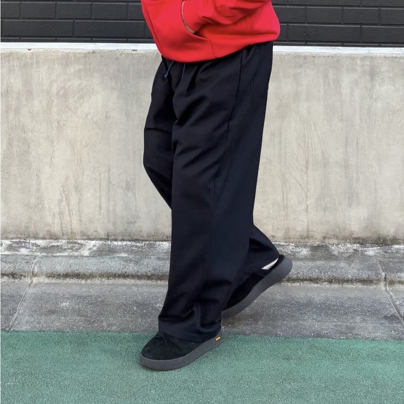 ブラックリネン　90s ワイドイージーパンツ　スラックス　ユーロ　極太　墨黒 SLIDERSTORE 
