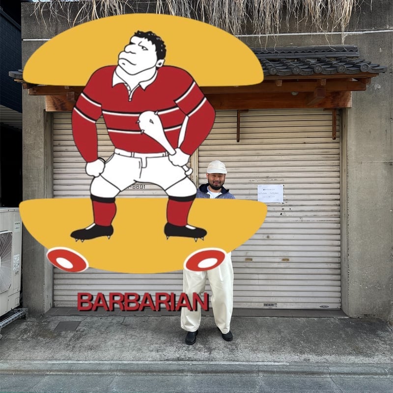 【希少】BARBARIAN ✖️CLUBHAUS ラガーシャツ WHITE Barbarian（バーバリアン） ポロシャツ 12oz ロングスリーブ ラガー