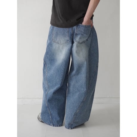 curve wide denim pants【blue】