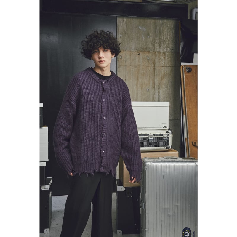 clash mohair crew neck cardigan【purple】 | GIDEAL.