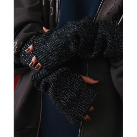 lamé knit arm warmer【black】