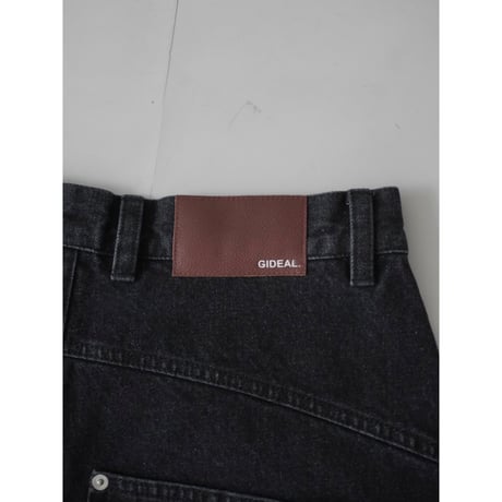 curve wide denim pants【black】
