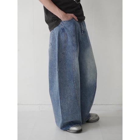 curve wide denim pants【blue】
