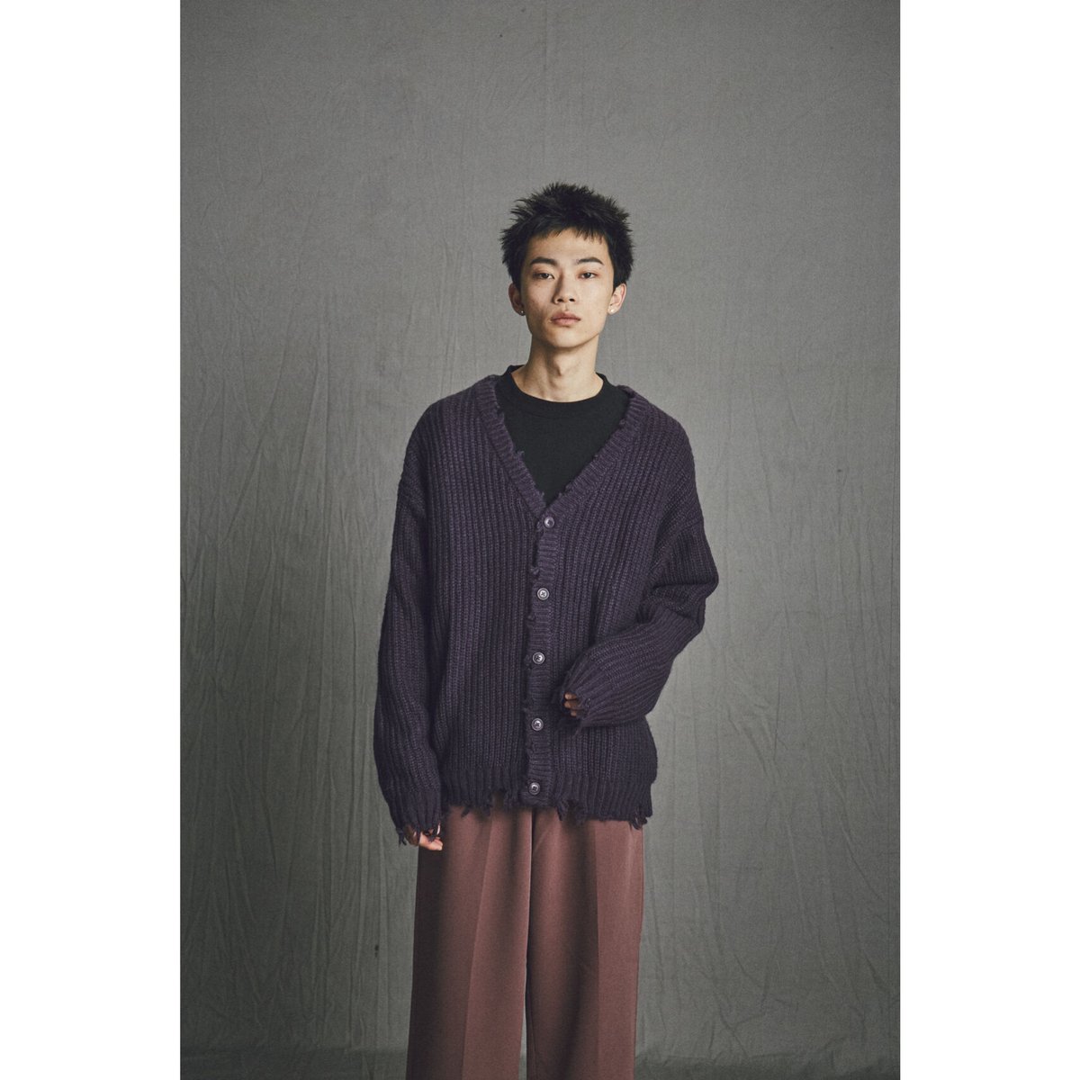 clash mohair cardigan【purple】 | GIDEAL.