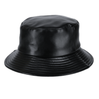 faux leather bucket hat【black】