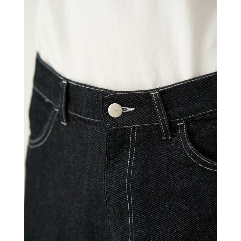 clash lamé denim pants【black】 | GIDEAL