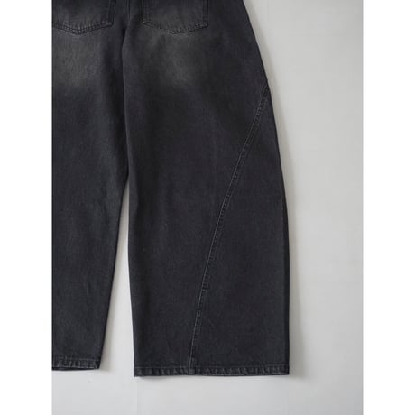 curve wide denim pants【black】