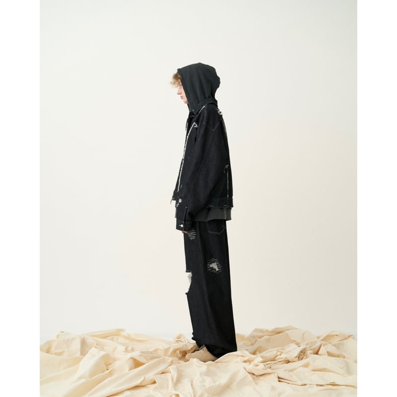 clash lamé denim pants【black】 | GIDEAL